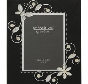 Black and Silver Flower 4 x 6 Portrait Photo Frame