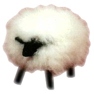 Black and White Sheep Sheepskin Footstool