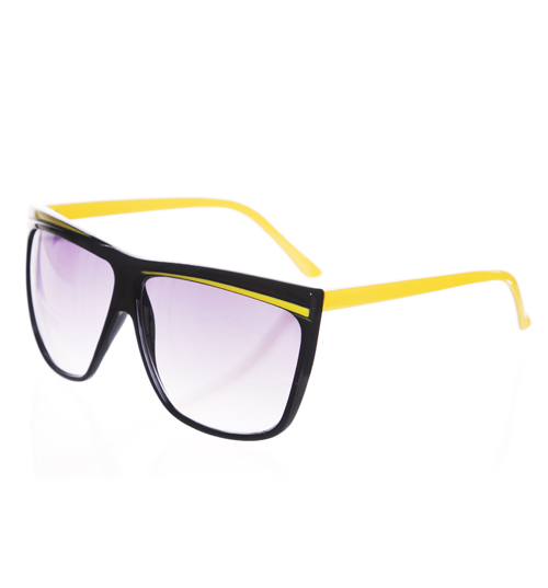 Black And Yellow Oversized Wayfarer Sunglasses