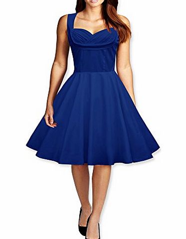 Black Butterfly Clothing Black Butterfly Classy Vintage Style 1950s Rockabilly Wedding Prom Pinup Dress (12, Royal Blue)