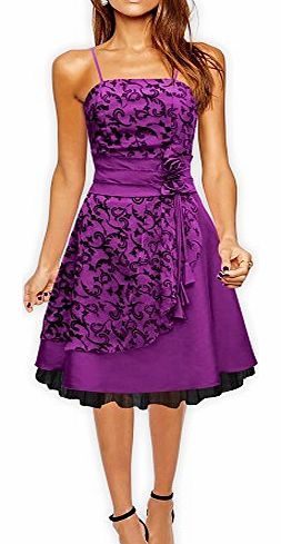 Black Butterfly Clothing Black Butterfly Satin Floral Cocktail Evening Prom Dress (12, Purple)