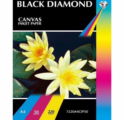 50 Sheets A4 Black Diamond High Quality Canvas Textured inkjet Photo Paper - A4 Matt Canvas Inkjet Paper - 50 Sheets - High Resolution For Professional Results with Photographic and Fine Art Prints (N