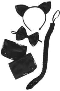 Black Formal Cat Set - Ears, Tail, Bow and Cuffs