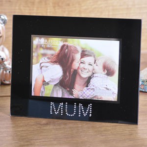 Black Glass Mum Photo Frame