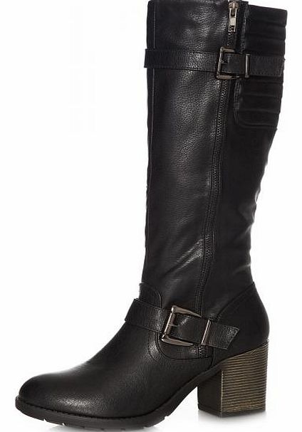 Black Line Quilted High Leg Boots