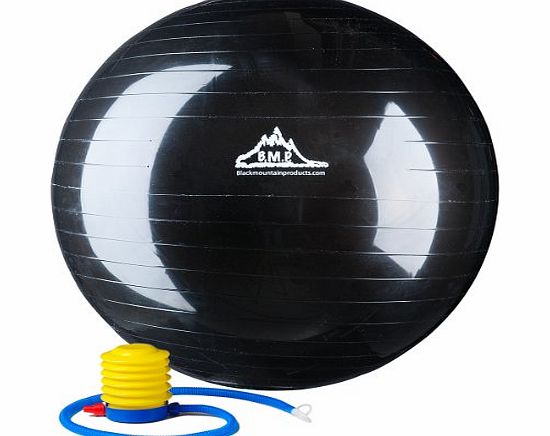 Black Mountain Products Anti Burst Exercise Stability Ball with Pump, Black, 2000-Pound/75cm