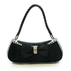 Black Pleat Handbag Ring Holder