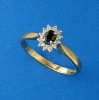 Black Sapphire & Diamond Cluster Ring- Gtd 10 Points Diamond