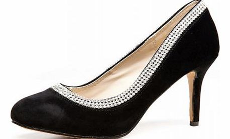 Black Suede Diamante Rim Shoes
