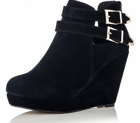 black wedge ankle boots