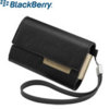 BlackBerry Horizontal Leather Pouch - Black / Tan - ASY-15476-001