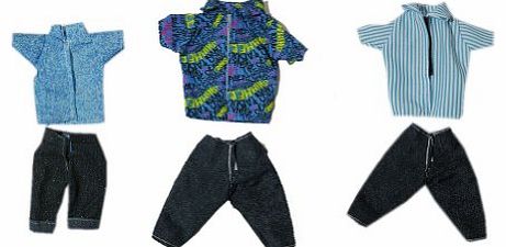 Set of 3 Ken Doll Summer Outfit Casual T-shirt & Denim Shorts