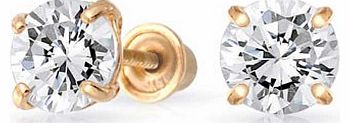 Bling Jewelry April Birthstone CZ 14K Baby Safety Screwback Stud Earrings 3mm
