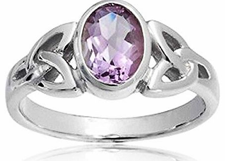 Bling Jewelry Sterling Silver Celtic Triquetra Simulated Amethyst Ring