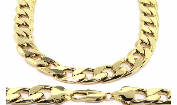 BLING KING LUXURY Curb Chain Necklace - 24 k Gold plated Heavy 13mm 20`` Bling solid