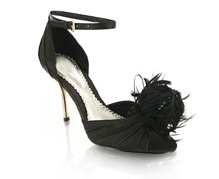 Two Part Sandal With Feather Trim