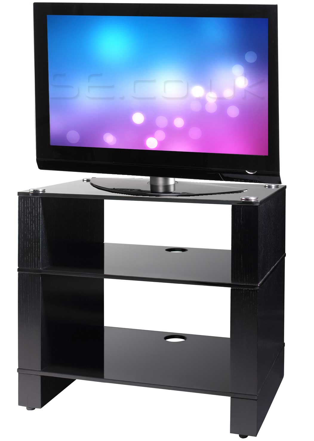 Stax 300 Black Oak and Black Glass TV Stand