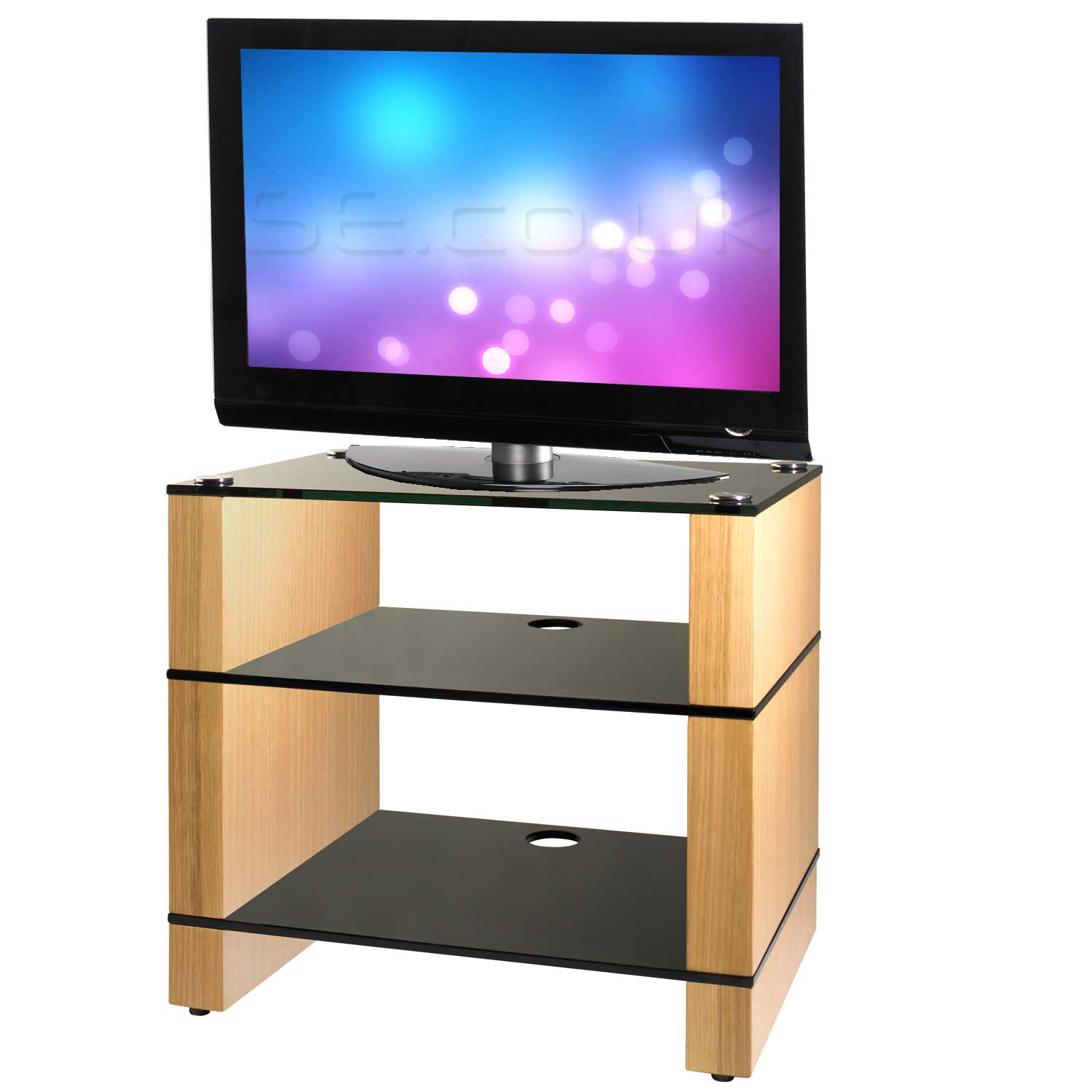 Stax 300 Oak and Black Glass TV Stand `Stax