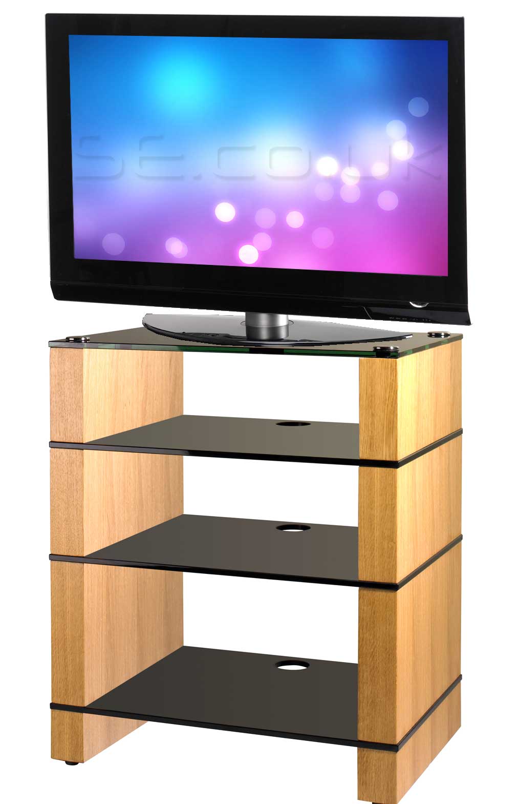 Stax 400 Oak and Black Glass TV Stand `Stax