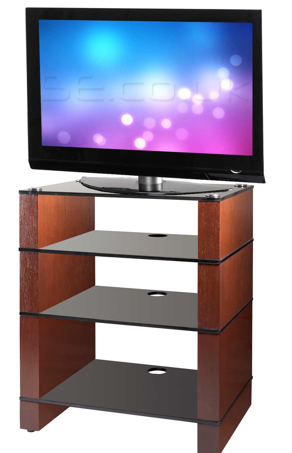 Stax 400 Walnut and Black Glass TV Stand