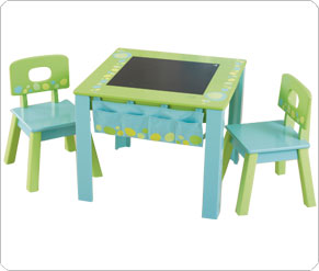 Wooden Table and Chairs - Green