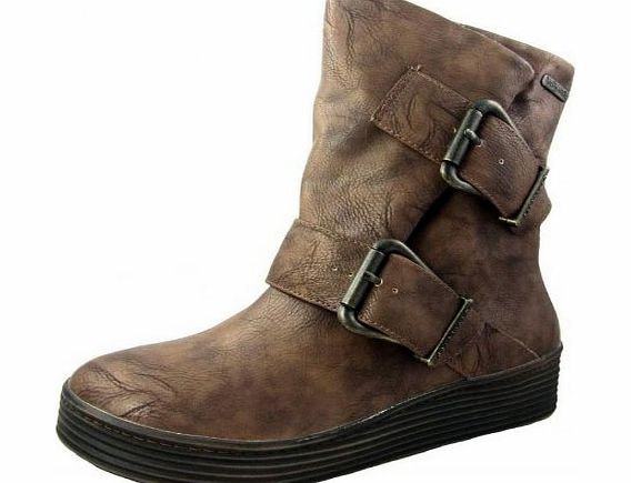 Blowfish Barnaby Whisky Brown Wedge Ankle Boots