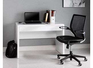 Luxor Gloss Workstation/Desk with Hidden Drawer White