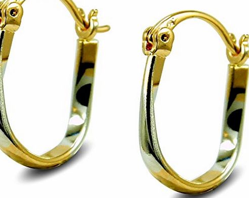 Blue Diamond Club Small Dual Colour Ladies Creole Hoop Earrings 18ct Yellow and White Gold Filled Womens