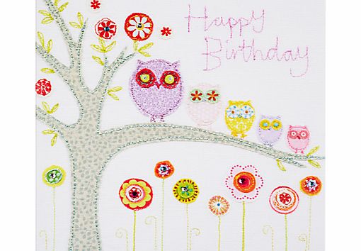 Blue Eyed Sun Vintage Birthday Owls Card