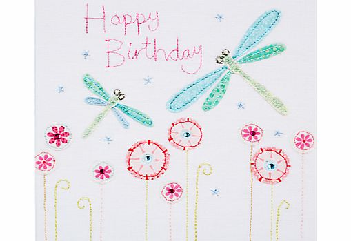 Blue Eyed Sun Vintage Dragonflies Birthday Card