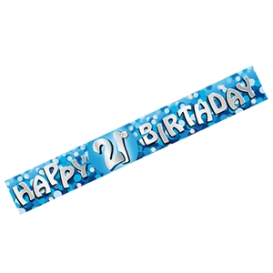 Blue Holographic 21st Birthday Banner