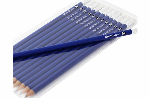 Blue Personalised Pencils with Football Motif