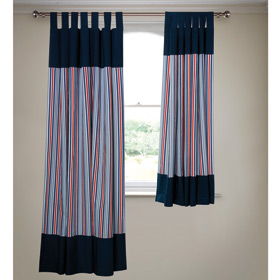 Blue Stripe Black Out Tab Top Curtains