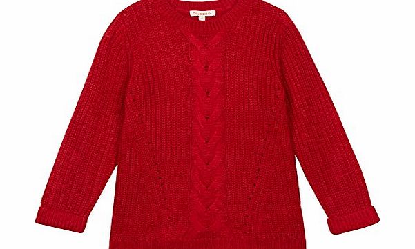 Blue Zoo Bluezoo Kids Girls Red Cable Knit Jumper Age 7-8