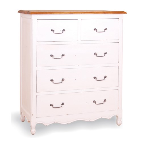 French Painted 2+3 Drawer Chest - antique white