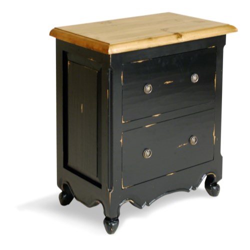 French Painted 2 Drawer Chest - antique black