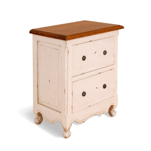 French Painted 2 Drawer Chest - burnt orange