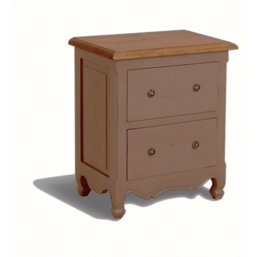 French Painted 2 Drawer Chest - olive
