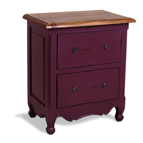 French Painted 2 Drawer Chest - plum