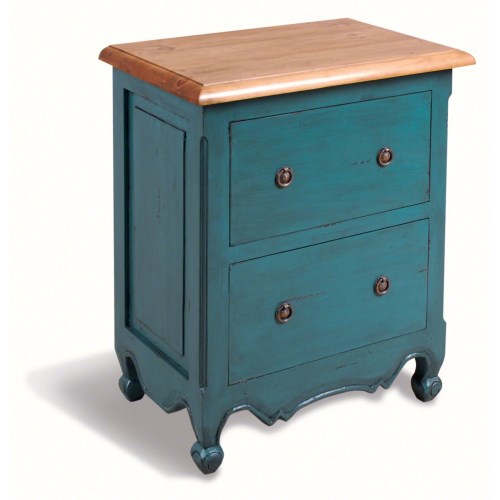 Bluebone French Painted 2 Drawer Chest - teal