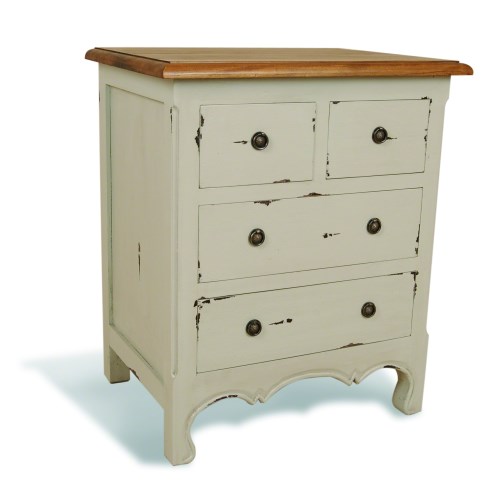 French Painted 4 Drawer Chest - antique white