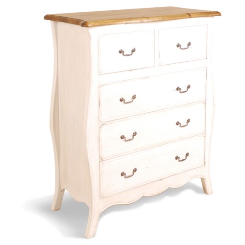 French Painted Monique 2+3 Drawer Chest - med blue