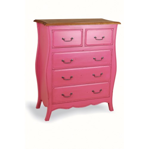French Painted Monique 23 Drawer Chest - cerise