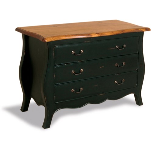 French Painted Monique Wide 3 Drawer Chest - teal