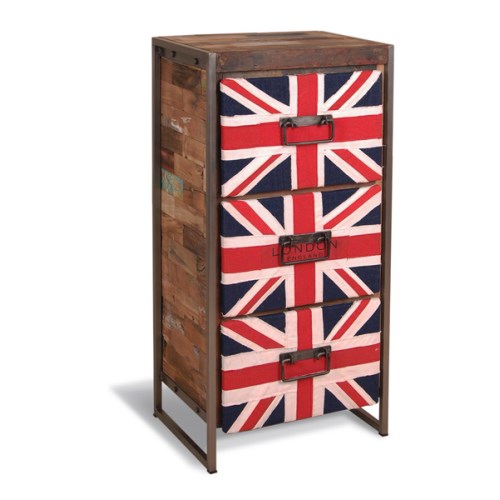 Recycled Union Jack 3 Drawer Chest
