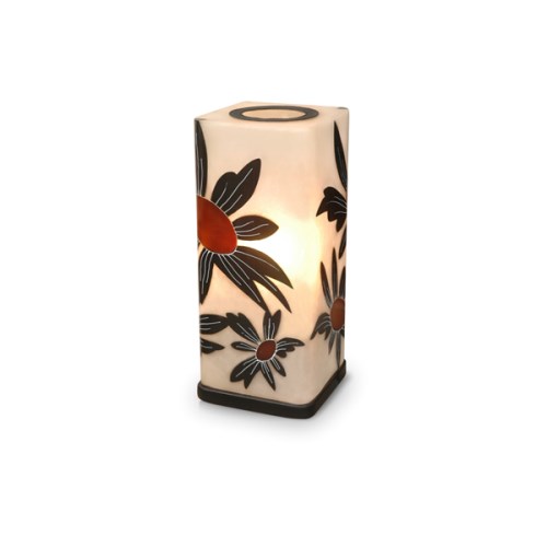 Red Flower Square Table Lamp