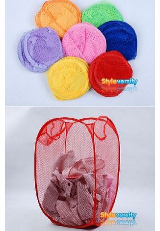 Foldable Pop Up Mesh Washing Laundry Basket Bag Bin Hamper Toy Tidy Storage
