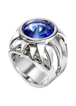 Bobby White Silver Secret Nights Blue Crystal Size L Ring by