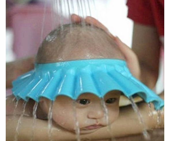 Safe Shampoo Shower Bathing Bath Protect Soft Cap Hat For Baby Children Kids (Blue)