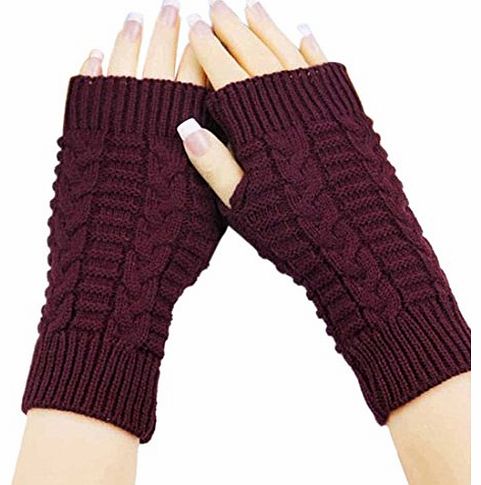 Bocideal(TM) Fashion Women Lady Girls Fingerless Winter Gloves Knitted Arm Soft Warm Mitten (Red)